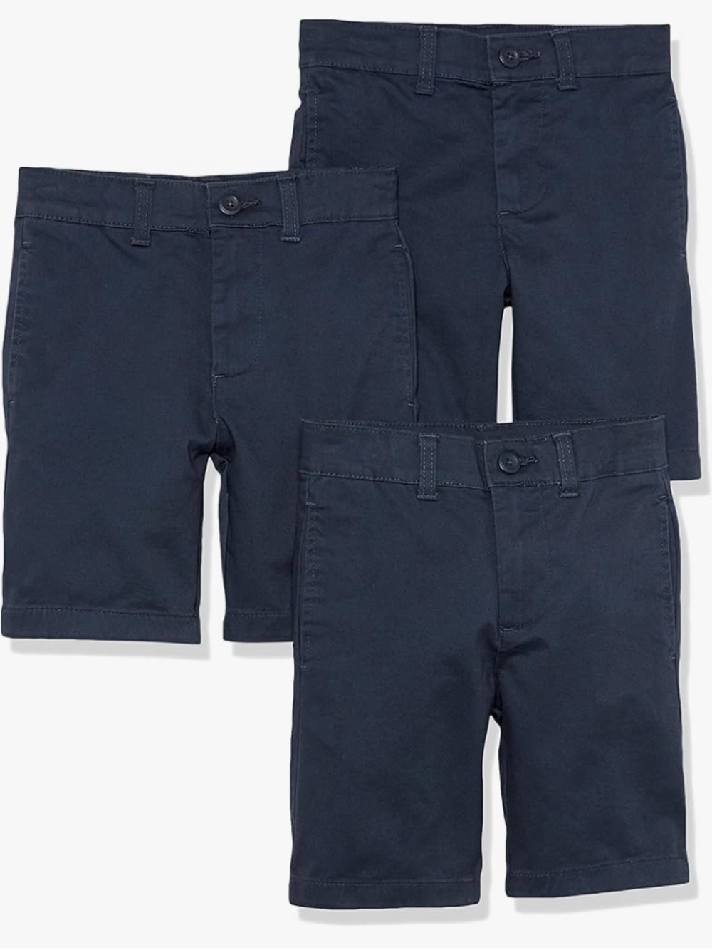 Amazon Essentials Navy Boys Chino Shorts - 3-Pack